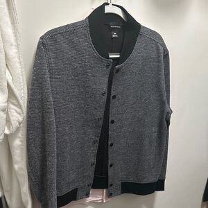 Club Monaco Men’s Charcoal Gray and Black Varsity Jacket Like New Coat Medium